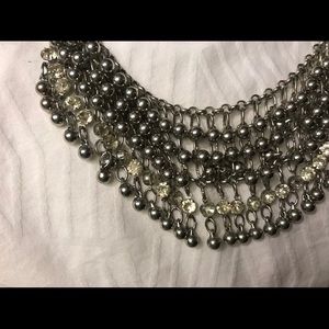 Unique silver & cubic zirconia festive necklace